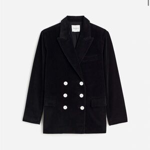 Madewell Alexa Chung Double-Breasted Blazer in Corduroy (Jet Black) Size…